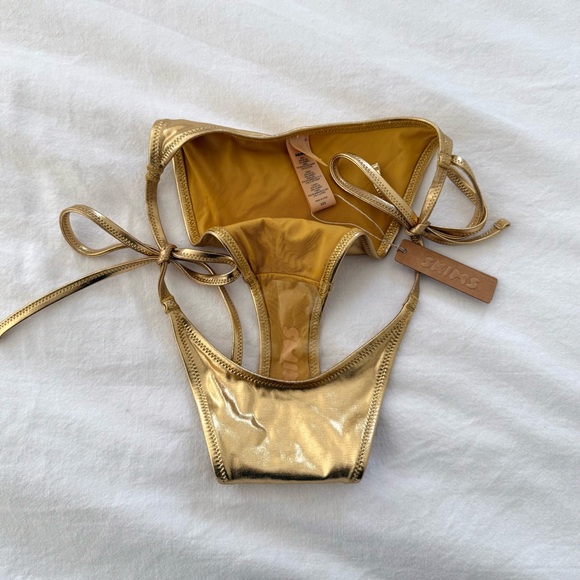 NWT SKIMS Metallic Swim Gold Bikini Set - Picture 8 of 10